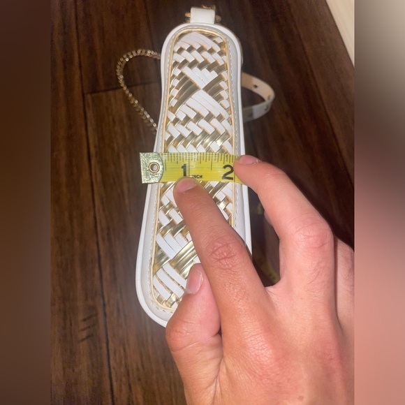 Rare✨White & Gold✨ Rebecca minkoff woven leather bag metallic bag crossbody - Picture 6 of 14